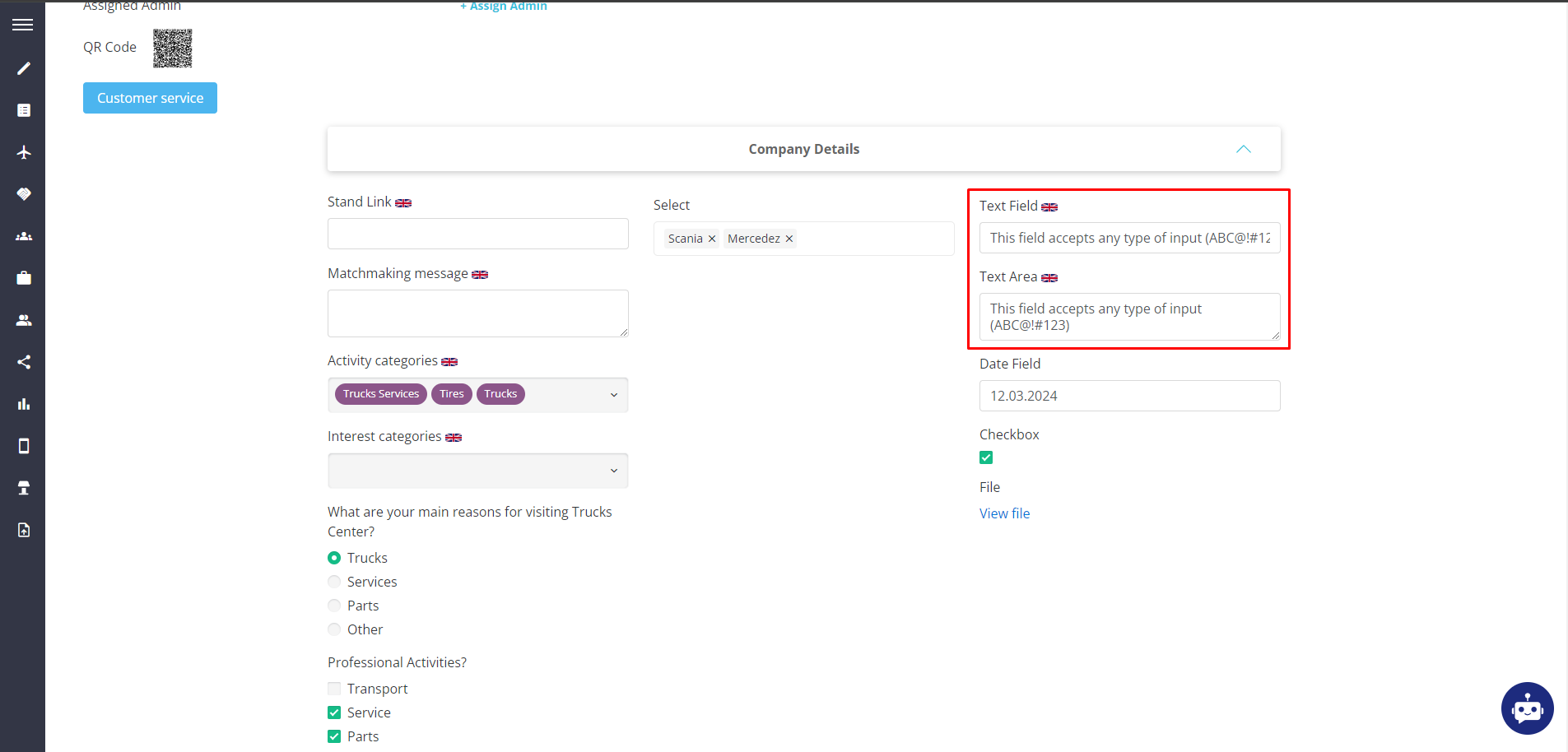 Exhibitor Set - Custom Fields - Text Input and Area Results.png